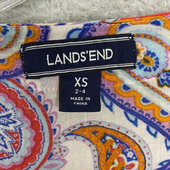 Lands End Dress Womens Extra Small Pullover V Neck Embroidered Paisley Cotton - Picture 3 of 8